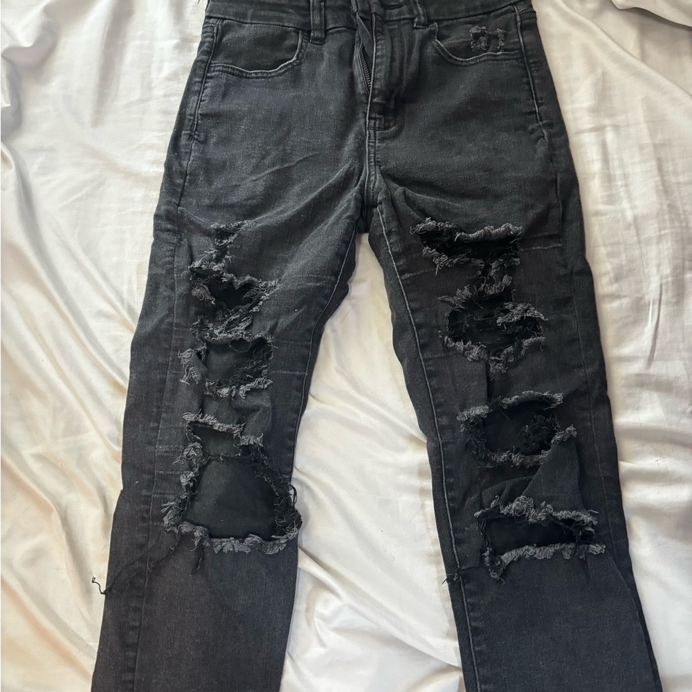 American Eagle Outfitters Black Skinny Jeans Distressed Style